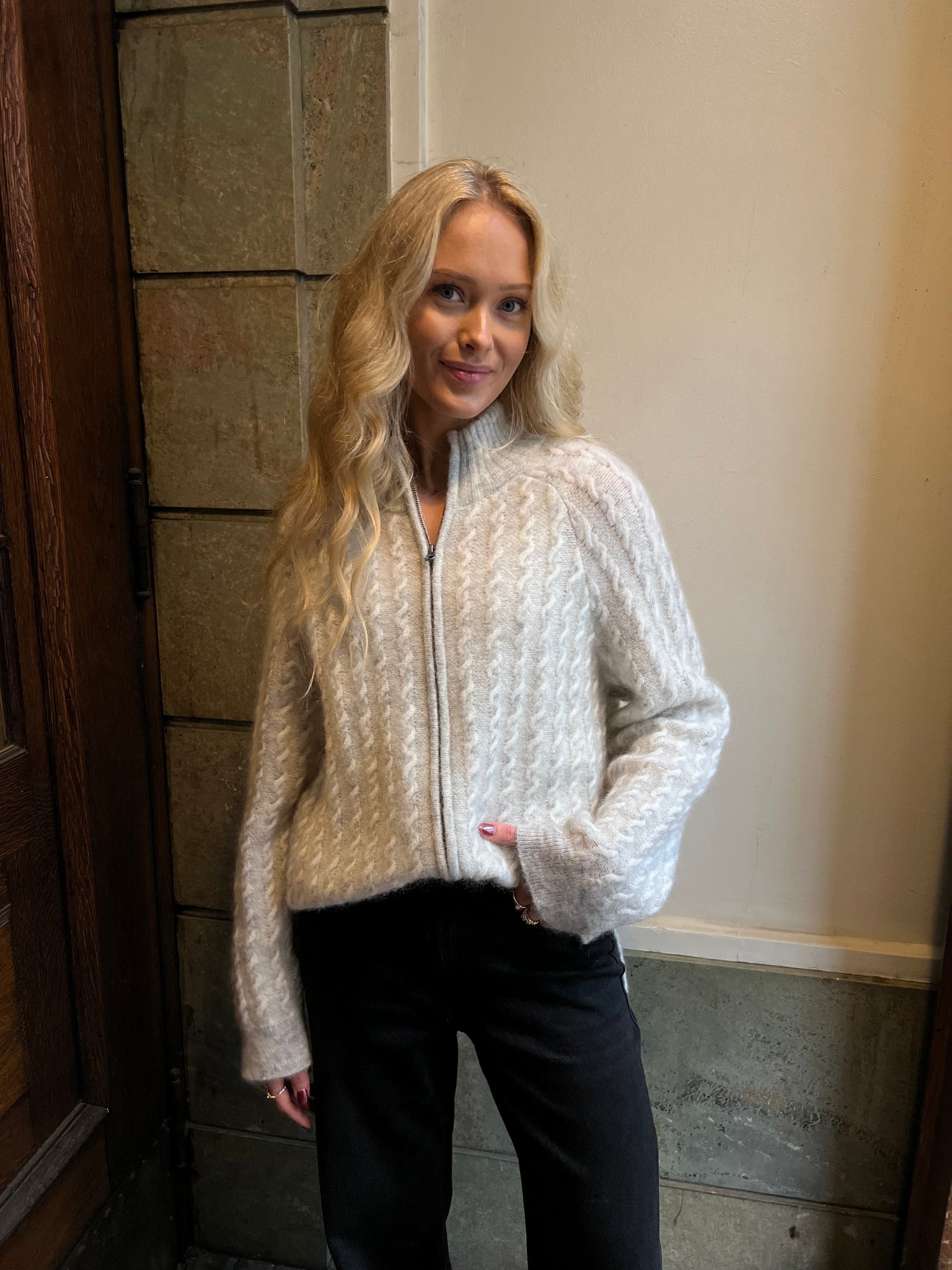 OBJNETE Cardigan - Light Grey Melange